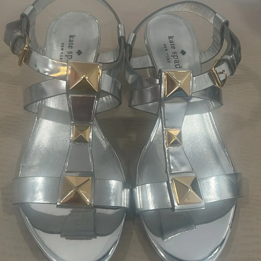 Kate Spade New York Silver Sandals with Gold Accents - Picture 4 of 13